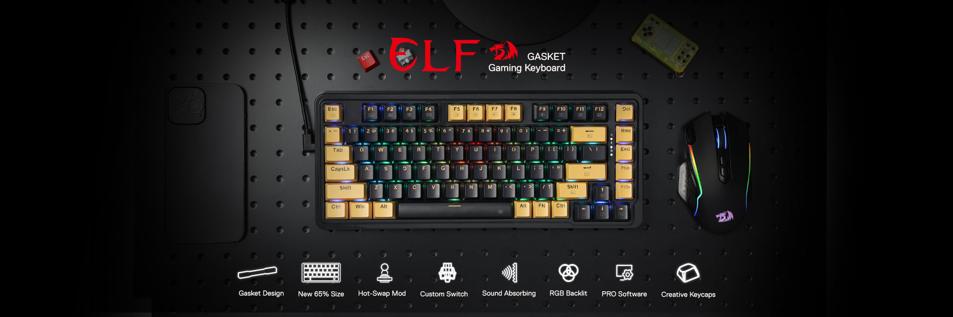 82 Keys Layout Hot-Swap Compact Mechanical Keyboard w/Hot-Swappable Socket